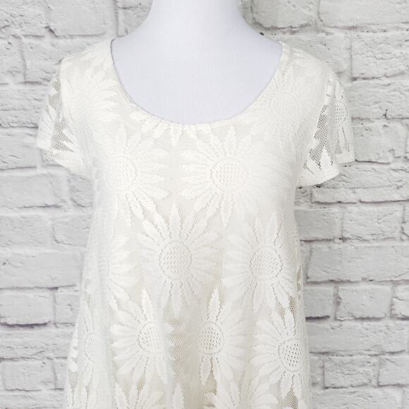 Urban Outfitters Lace Floral Lace Trapeze Dress Cream Mini Size Small - Picture 5 of 15